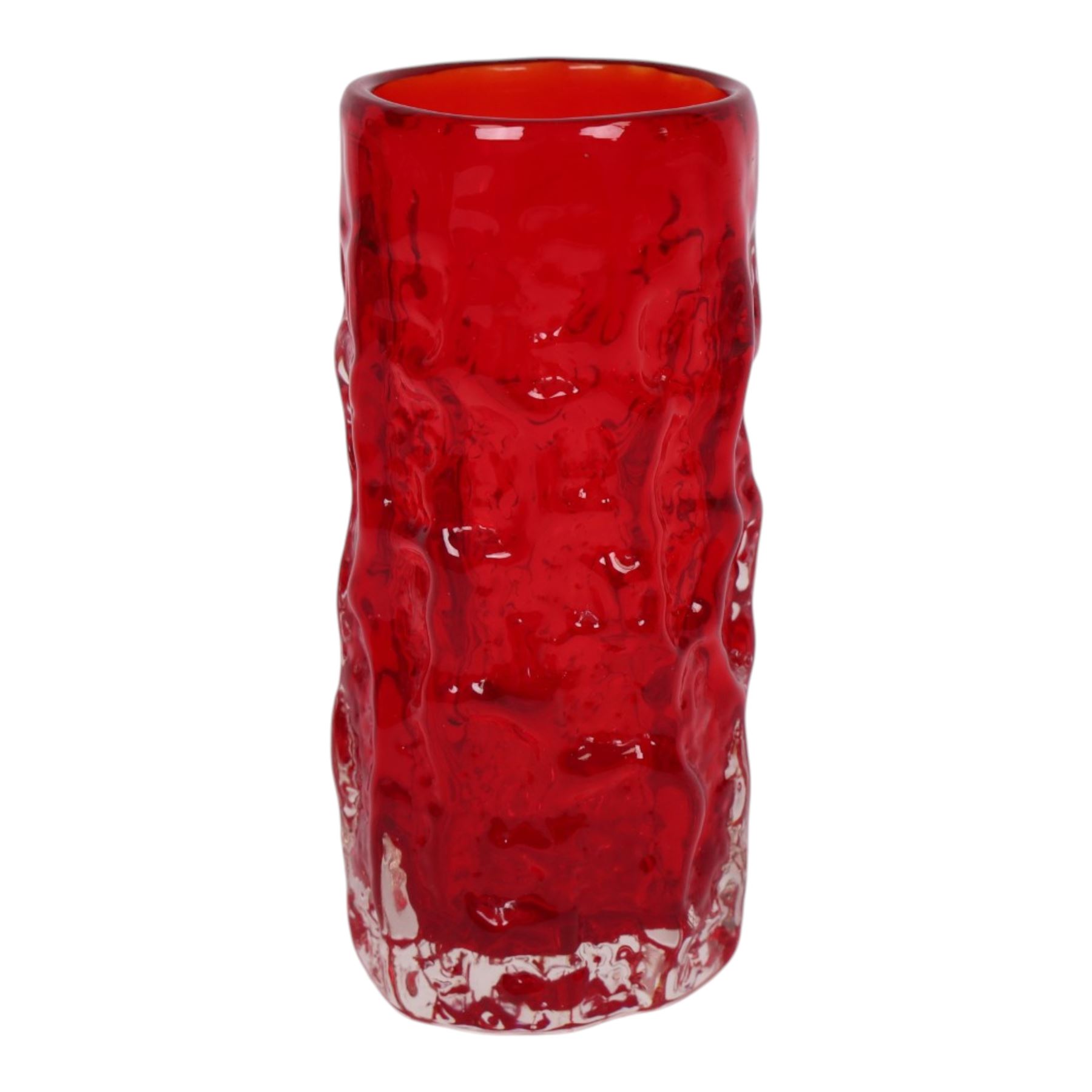 Geoffrey Baxter Whitefriars Tree bark vase, in red, H15cm