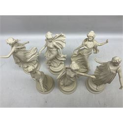 Set of Six Wedgwood Parian Figurines from The Dancing Hours Series, limited edition, H25cm