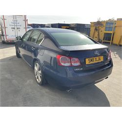Lexus GS 450h saloon car, 3.5 SE-L, 4 door, CVT Auto
Year: 2011, June
Colour: Blue
Mileage: 52,500 approx.
Fuel: Petrol Hybrid
MOT Exp: 10th October 2024
Reg: SM11 XJA
V5: No

For sale by instruction from a local estate
Buyers Premium 10% plus VAT (12% inc.)