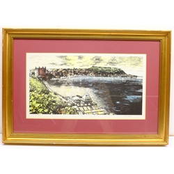 Peter Maslin (British Contemporary): The Spa and South Bay Scarborough, limited edition coloured lithograph signed and numbered 1/200 in pencil 29cm x 53cm; after Percy Hope: Grand Hotel and Rotunda, colour print 34cm x 48cm; Brian Seals (British Contemporary): Scarborough from Cayton Bay, watercolour signed 27cm x 37cm (3)