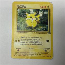 Collection of Pokemon trading cards, mostly 1999 Wizards Pokemon cards to include holo Charizard 4/102, first edition holo Machamp 8/102, further holographic cards; Dark Flareon 35/82 and Dark Vaporeon 45/82, cards from themed sets and 4th edition prints; 1998 Electronic Pokédex with cardboard boxes for themed decks Blackout, Overgrowth and Power Reserve Jungle, along with a large quantity of energy and trainer cards 