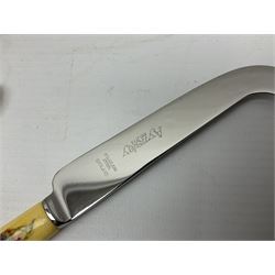 Aynsley Orchard Gold five coffee cans and saucers, mantel clock, plate etc 