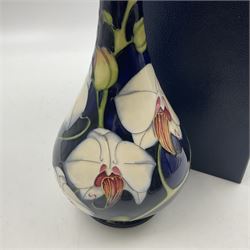 Moorcroft limited edition vase, of bottle form, decorated in the Chatsworth pattern by Phillip Gibson, circa 2001, 60/350, H23.5cm, with original box
