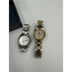 Two gentlemans automatic Seiko wristwatches, to include Seiko 5 with day date aperture and a Seiko Kinetic 50M, one with box