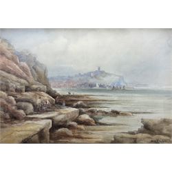 Mary E Jackson (neé Catton) (Student of Frederick William Booty (1840-1924)): Scarborough from Cornelian Bay, watercolour signed and dated 1917, 46cm x 70cm