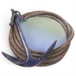 Bing and Grondahl dish the rim modelled as a coiled rope with anchor 2377, D20cm