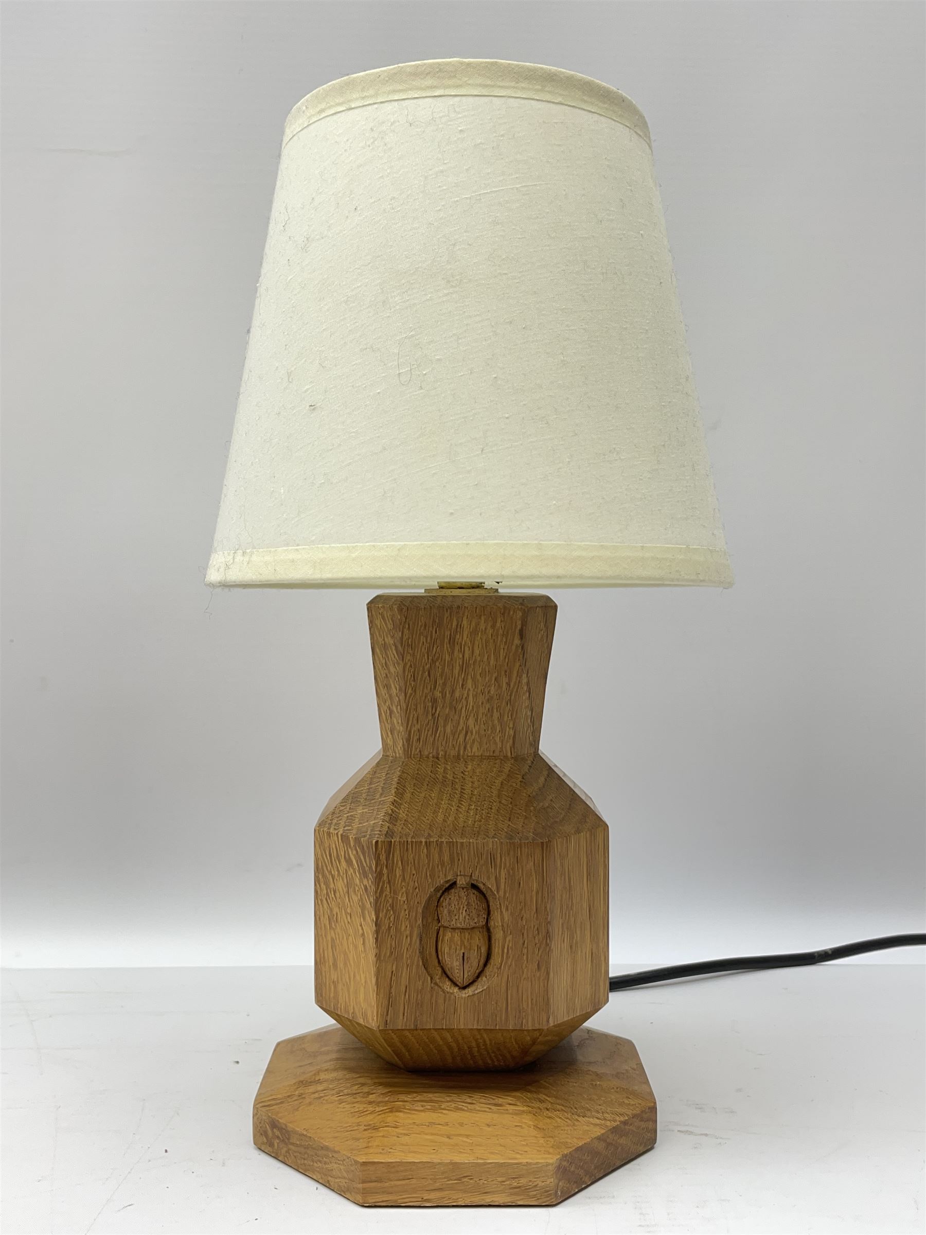 'Acornman' oak table lamp, octagonal form with acorn signature, by Alan Grainger of Brandsby 