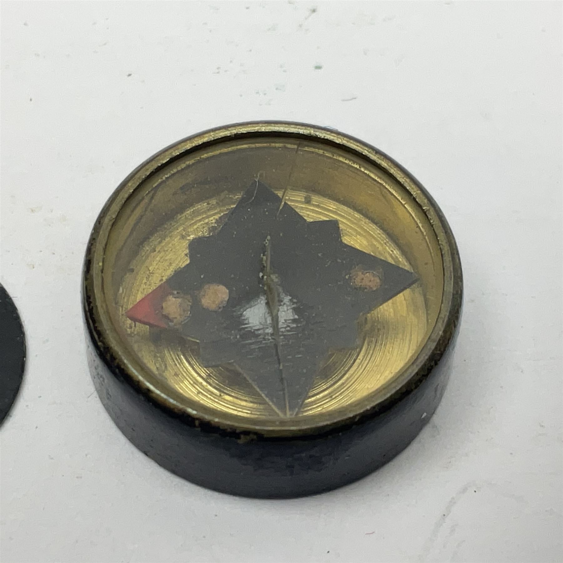 SOE escape compass; and SOE/RAF button needle compass for battledress button (2)