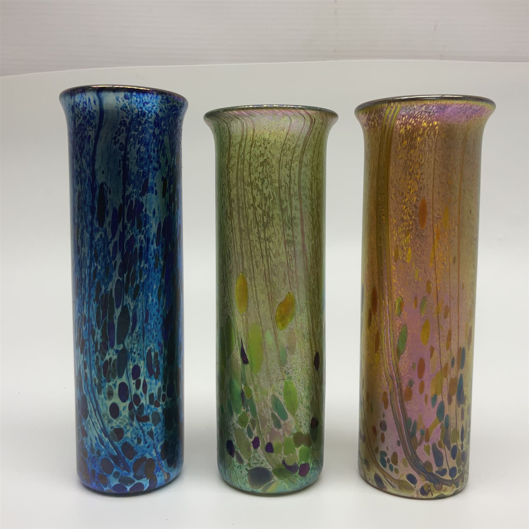 Cylindrical Rimmed Vase Three Isle of Wight vases of cylindrical form with fluted rim ...