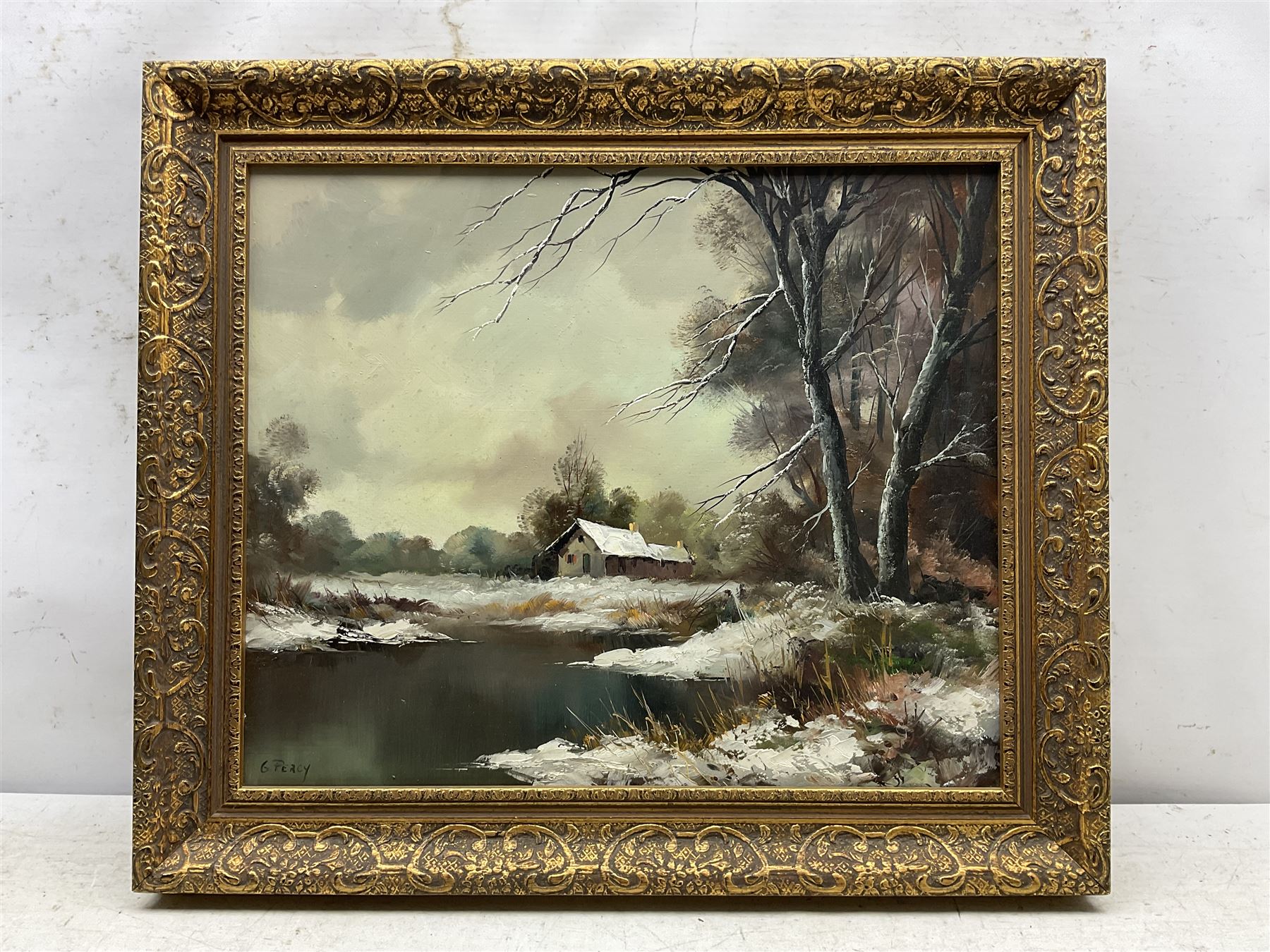 Charles Percy (French 1930-): Winter Landscape, oil on canvas signed 44cm x 54cm
