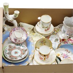 Royal Paragon trio to commemorate the birth of Princess Margaret and Baby's Plate, Royal Crown Derby tyg and two pin dishes, etc