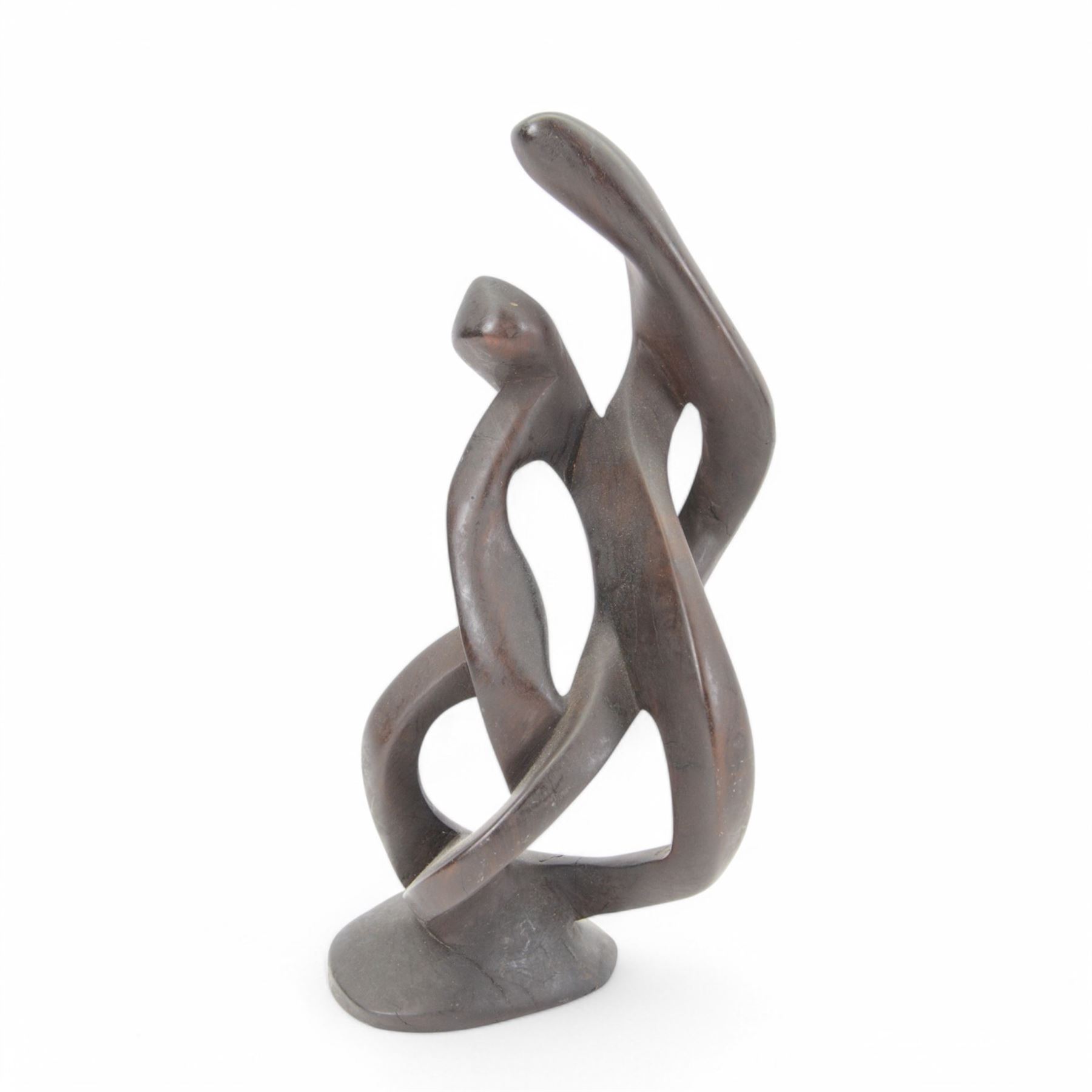 Two African carved abstract wooden sculptures, tallest H54cm