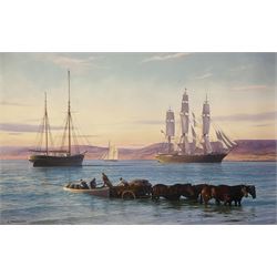 John Steven Dews (British 1949-): ‘Sunrise - Spencer Gulf’, limited edition print on canva...