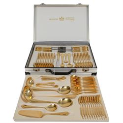 Bestecke Solingen gold plated canteen of cutlery for twelve persons, in briefcase holder