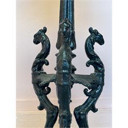 Victorian cast iron occasional table, the mahogany inset hexagonal top raised on a stop fluted and tapered column above three splayed griffin supports. H76cm, 35cm x 40cm.  - COLLECTION BY APPOINTMENT FROM: The White House, Thirsk Road, Easingwold, York, YO61 3NF - CALL 01723 507111 TO ARRANGE