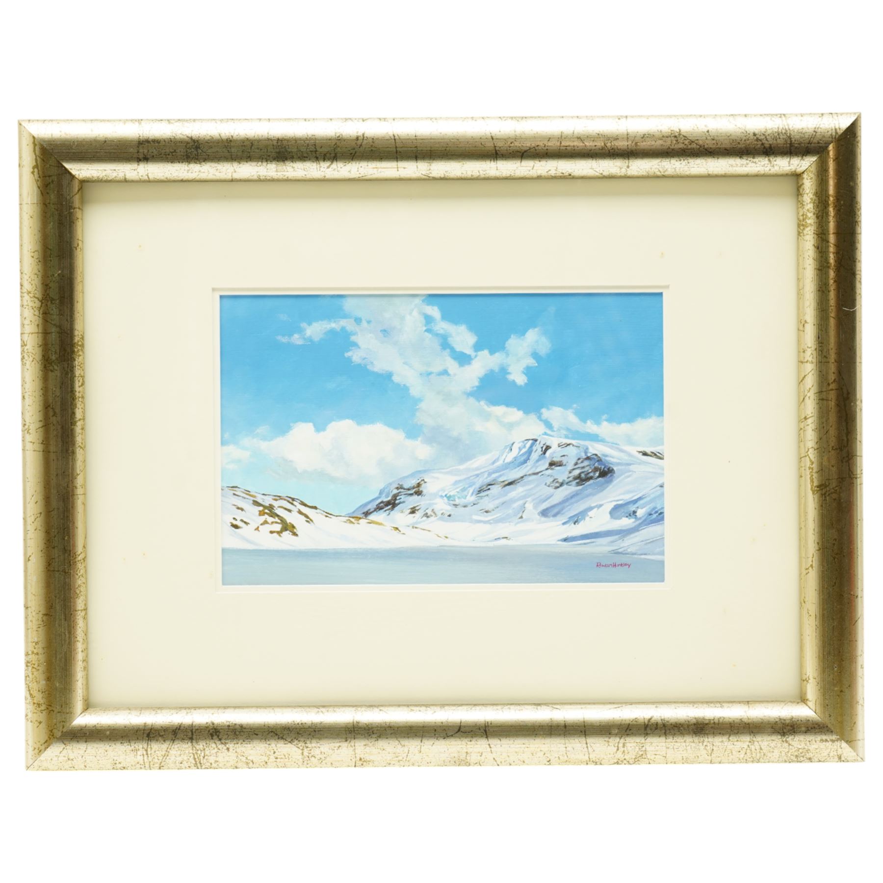 Rowan Huntley (British Contemporary): Steindalsnosi - Norway, acrylic on board signed 15cm x 22cm