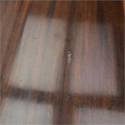 Georgian mahogany side table, extendending top with fold-over action, square leg