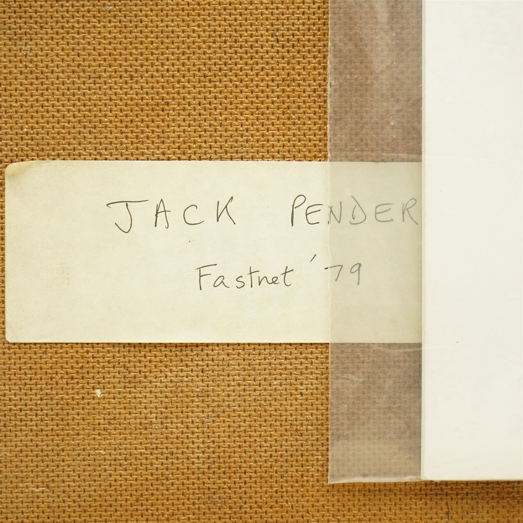 Jack Pender (Newlyn School 1918-1998): 'Fastnet', acrylic on board signed, inscribed and dated '79 verso, together with exhibition catalogue 30cm x 40cm
Provenance: Exh. Belgrave Gallery 1990, illustrated on page 25 of the exhibition catalogue