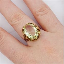 9ct gold single stone oval cut citrine ring, Birmingham 1979