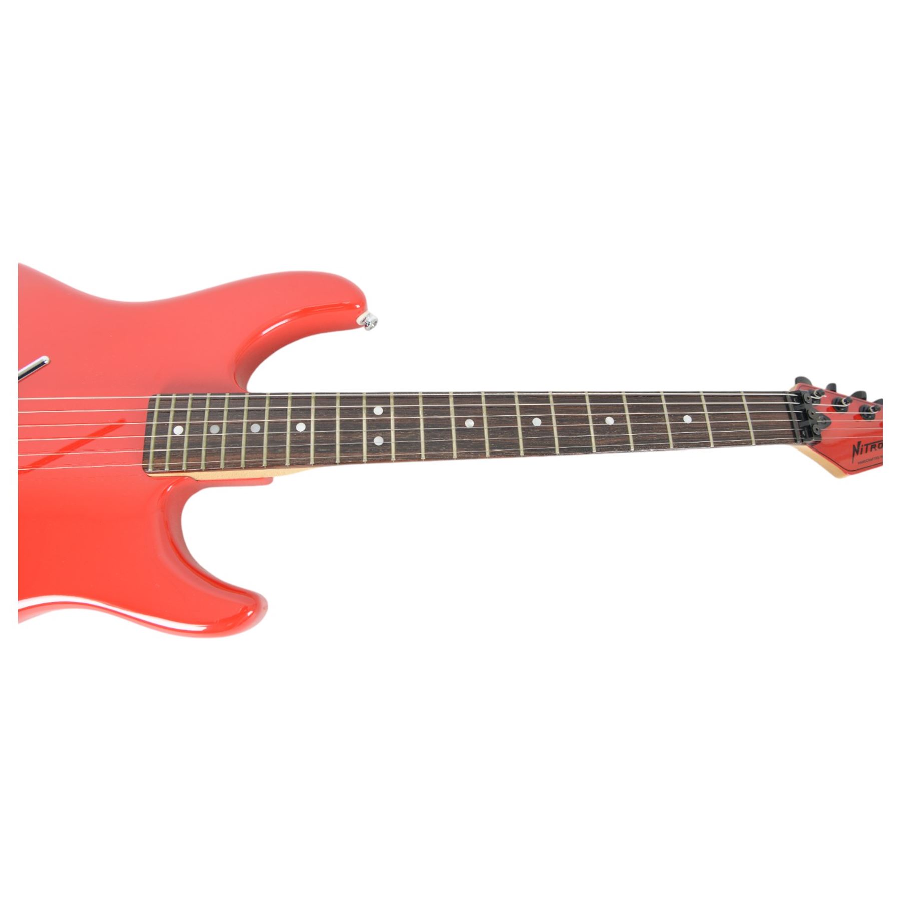 1980s American Peavey Nitro I hand-made electric guitar with Kahler tremolo, in bright red finish, serial no. 02786479, L97cm, in Gear4Music soft carry case
