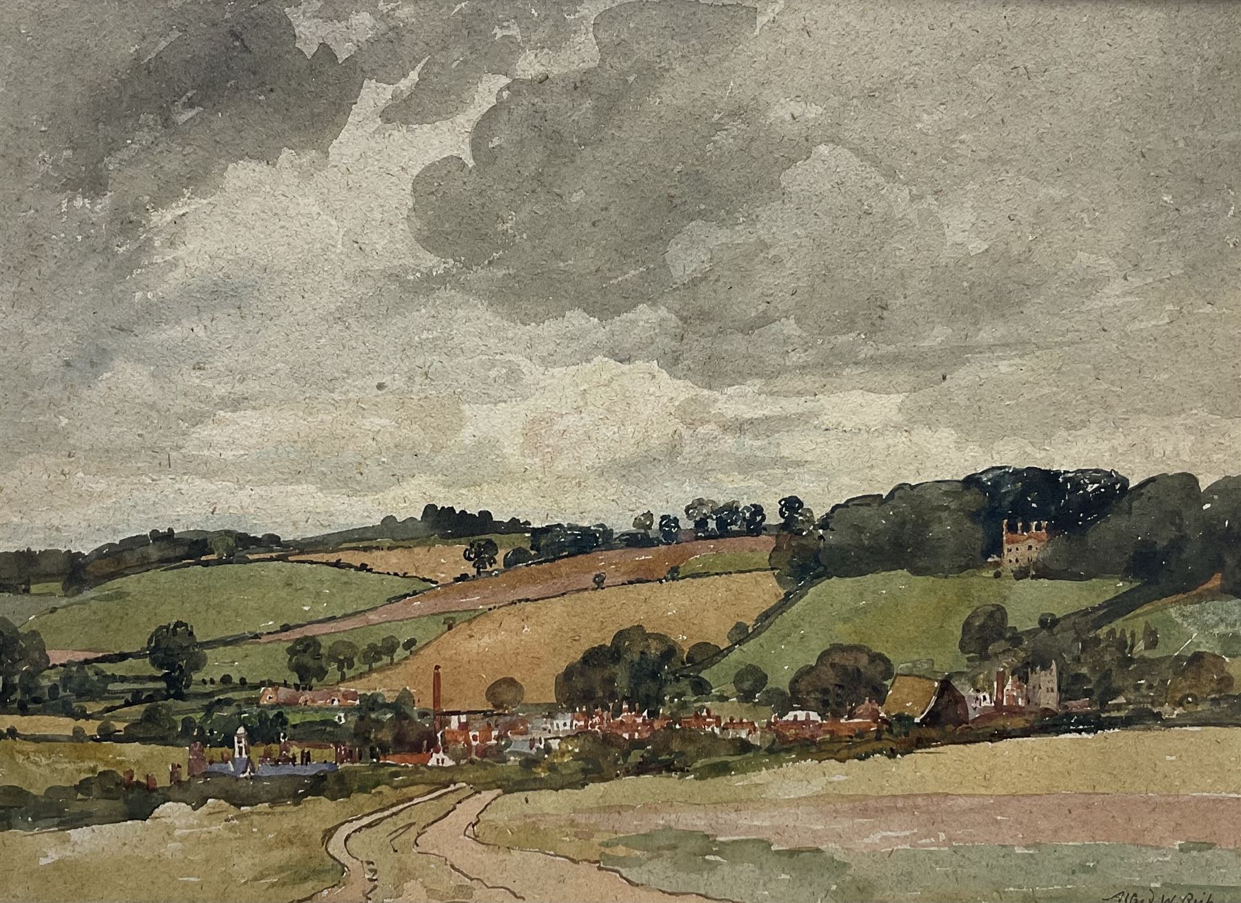 Alfred W Rich (British 1856-1921): Old Amersham Buckinghamshire, watercolour signed, inscribed on label verso 27cm x 37cm