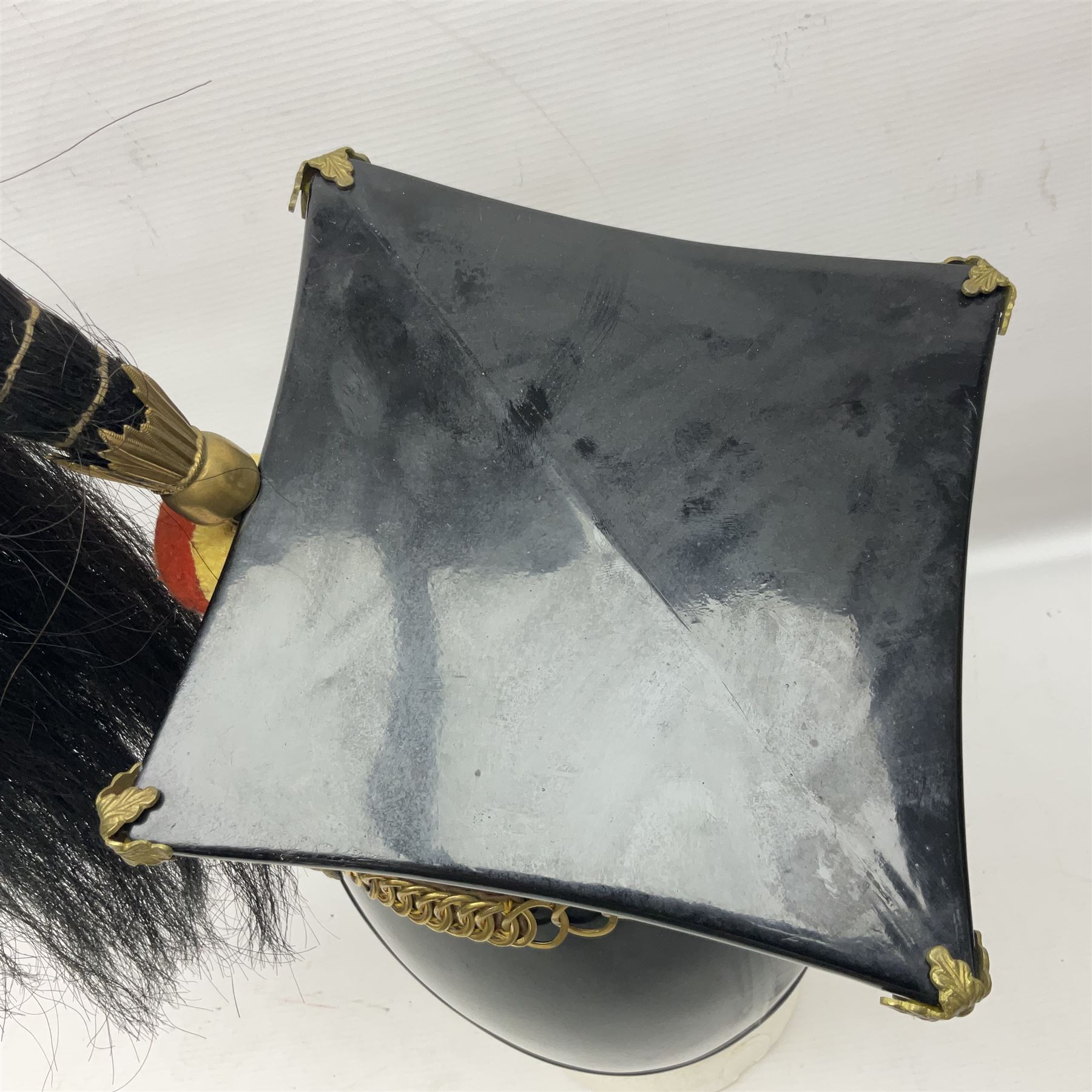 Lancers cap with original 19th century fittings for the 16th Lancers on a modern fibre glass shell with liner