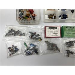 Hornby Dublo/Dinky - over one hundred and thirty die-cast and plastic figures including Station Staff, Passengers, Workmen and other occupations etc; all unboxed but with three empty boxes