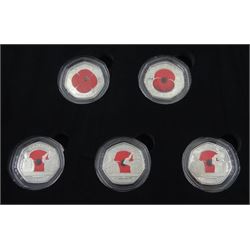 Queen Elizabeth II Bailiwick of Jersey 2021 silver-proof fifty pence coin set, commemorating The Royal British Legion Centenary, cased with certificate