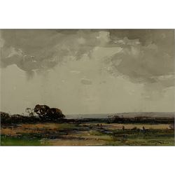 Kershaw Schofield (British 1872-1941): Flatland Broads Landscape, watercolour signed 27cm x 40cm