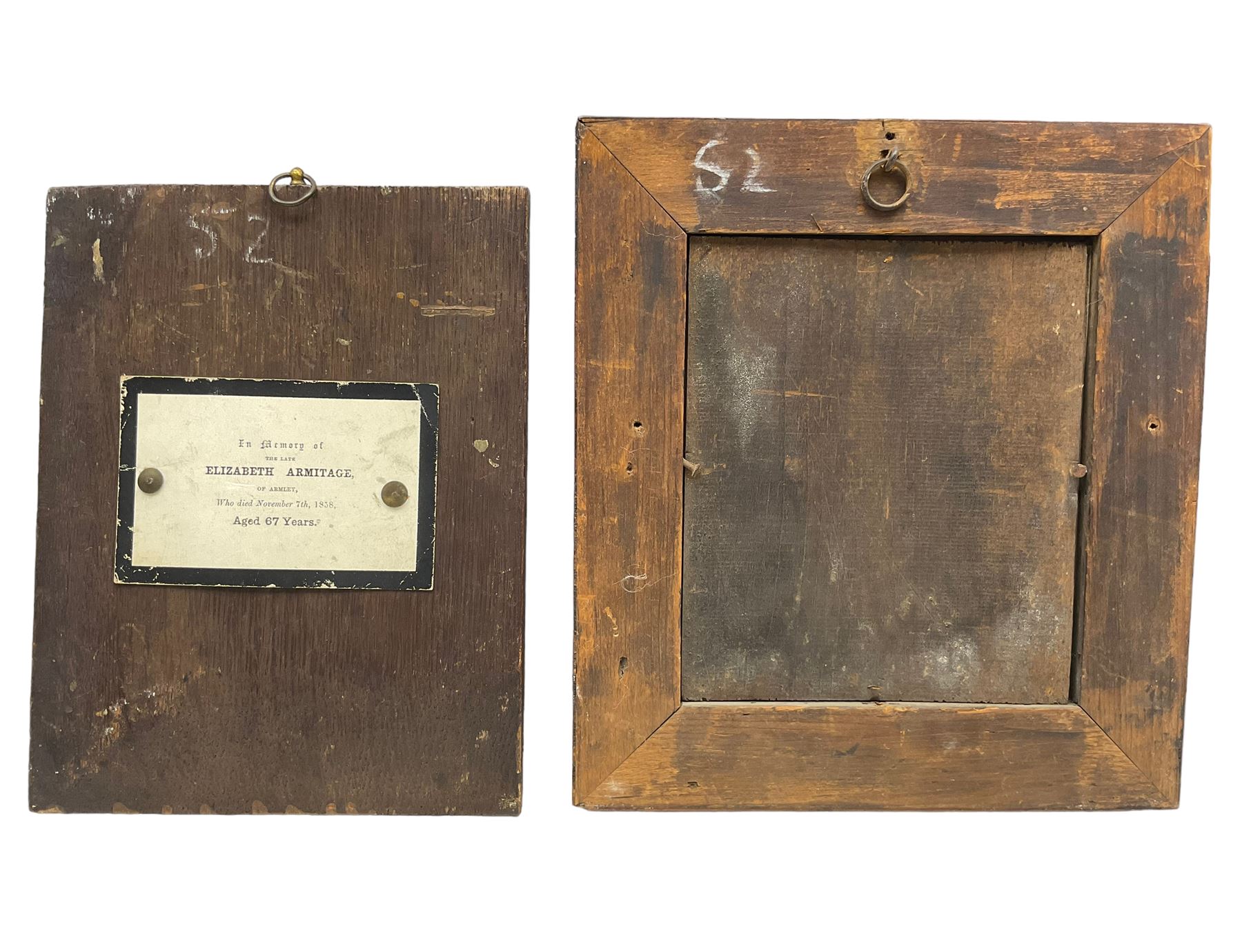 English School (19th century): Portrait of an Aristocratic Lady, oil on panel unsigned 23cm x 18cm; Portrait of a Gentleman, watercolour by another hand unsigned 15cm x 13cm in bird's eye maple frame (2)