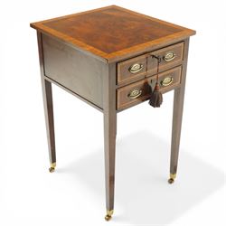 Georgian design inlaid mahogany collectors table, rectangular cross-banded top, fitted wit...
