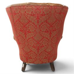 Paul Roberts - Georgian design fan-back leather armchair with fabric seat
