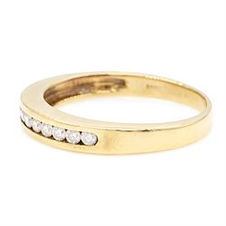 18ct gold diamond half eternity ring, channel set with eleven round brilliant cut diamonds, London 2002, total diamond weight approx 0.35 carat
