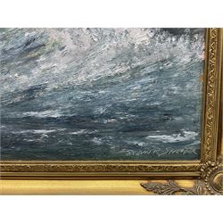 Robert Sheader (British 20th Century): Scarborough and the Storm, oil on board signed 54cm x 80cm