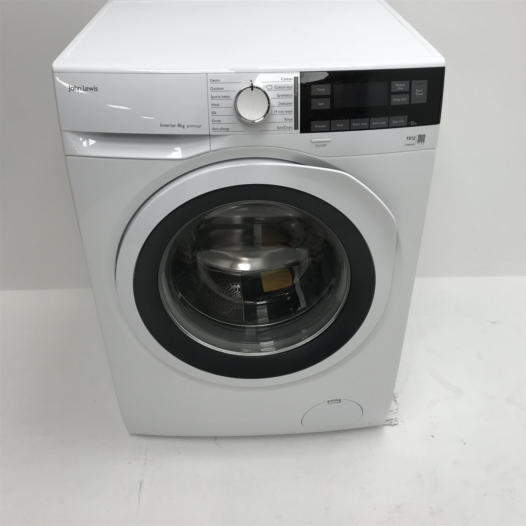 John Lewis Inverter 8kg JLWM1437 washing machine, W60cm, H85cm, D56cm