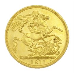 King George V 1911 gold double sovereign coin