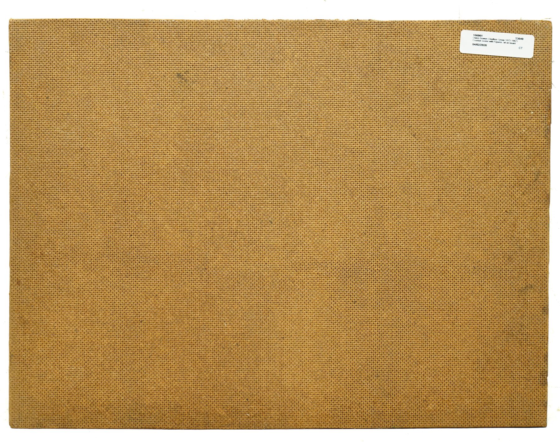 Owen Bowen (Staithes Group 1873-1967): Coastal Scene with Figures, oil on board signed 31cm x 40cm