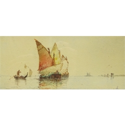  Frederick James Aldridge (British 1850-1933): Fishing Boats at Sea, three watercolours, two signed, one signed with initials max  23cm x 13cm (3)  