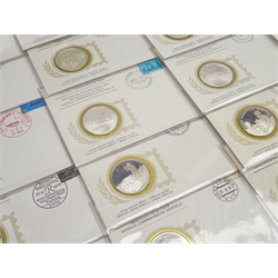 Twenty-eight sterling silver proof medallic first day covers, 'In Commemoration of the 400th Anniversary of the Birth of Peter Paul Rubens', each medallion, minted by the Franklin Mint, is housed within an 'International Society of Postmasters Official Commemorative Issue' cover, with accompanying certificate (28)

[image code: 7mc]