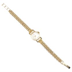 Vertex Revue ladies 9ct gold manual wind wristwatch, on 9ct gold bracelet, hallmarked
