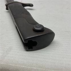 WWI Prussian S98 bayonet with 52cm fullered steel blade dated 1906 to pipeback and marked Solingen to ricasso, regimentally stamped to cross guard 56.R.11.2. for 56 Infanterie Regiment, 11 Kompanie, Waffe 2, L65cm overall; and another in battlefield relic condition (2)