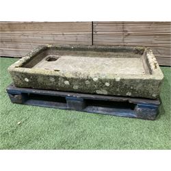19th century shallow carved stone trough - THIS LOT IS TO BE COLLECTED BY APPOINTMENT FROM DUGGLEBY STORAGE, GREAT HILL, EASTFIELD, SCARBOROUGH, YO11 3TX