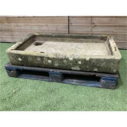  19th century shallow carved stone trough - THIS LOT IS TO BE COLLECTED BY APPOINTMENT FROM DUGGLEBY STORAGE, GREAT HILL, EASTFIELD, SCARBOROUGH, YO11 3TX