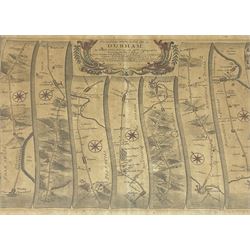 John Ogilby (Scottish 1600-1676): 'The Roads from Whitby in County Ebor to Durham', engraved strip map with later hand colouring pub. 1673 or 1698, 37cm x 46cm