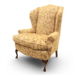 MultiYork - Georgian design wingback armchair upholstered in foliate patterned fabric