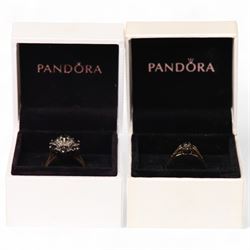 Two 9ct gold sapphire cluster rings, both hallmarked