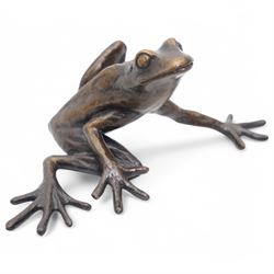 Michael Simpson (British Contemporary); Hare and Frog, two limited edition bronzes, monogrammed and numbered 99/150 and 94/150 to base, tallest H9cm (2)