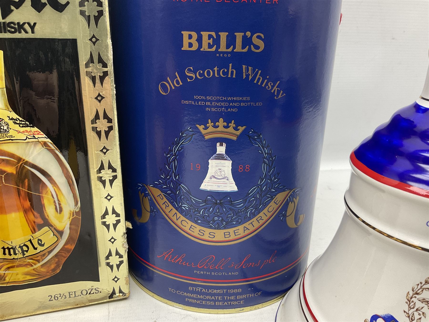 John Haig & Co Dimple Scotch whisky, 26 2/3 fl oz, 70% proof, one bottle and Bells Princess Beatrice whisky in original box, 75cl, 43% vol, one bottle (2)