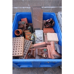  Quantity architectural items to include terracotta tiles, glass tiles, vented tiles, cast iron guttering and more (Container not included)  