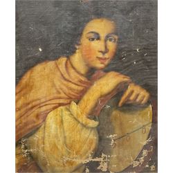 Italian School (19th century): Portrait of a Girl with Tambourine, oil on canvas laid onto board unsigned 50cm x 43cm (unframed)